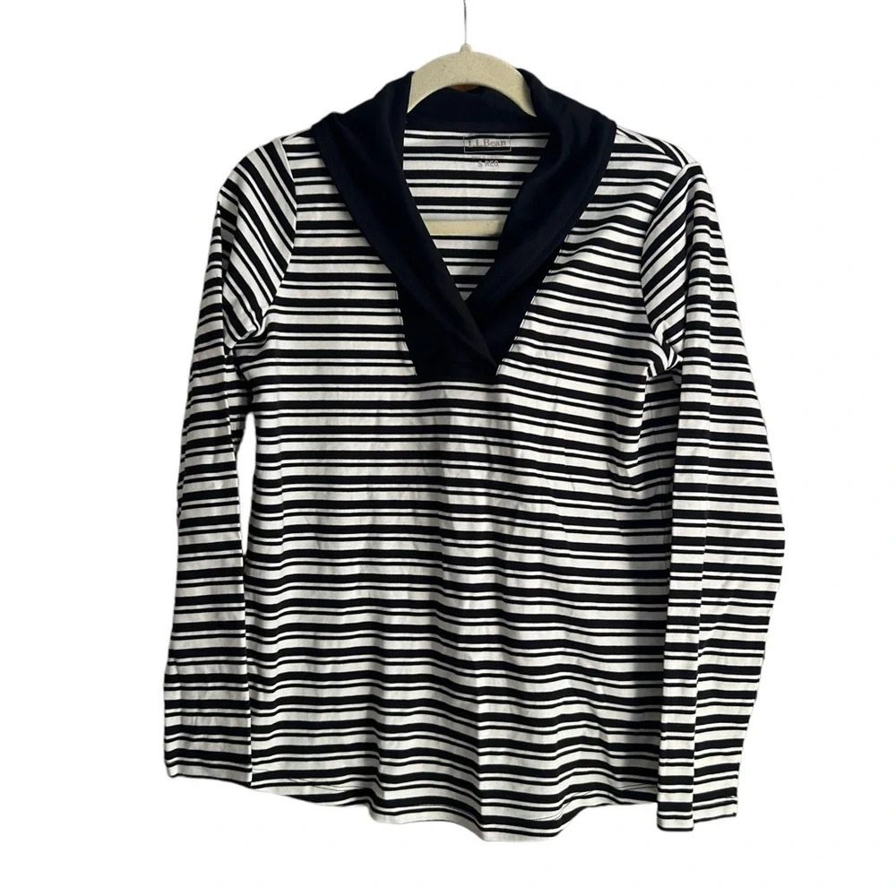 LL BEAN COWL NECK STRIPED TOP